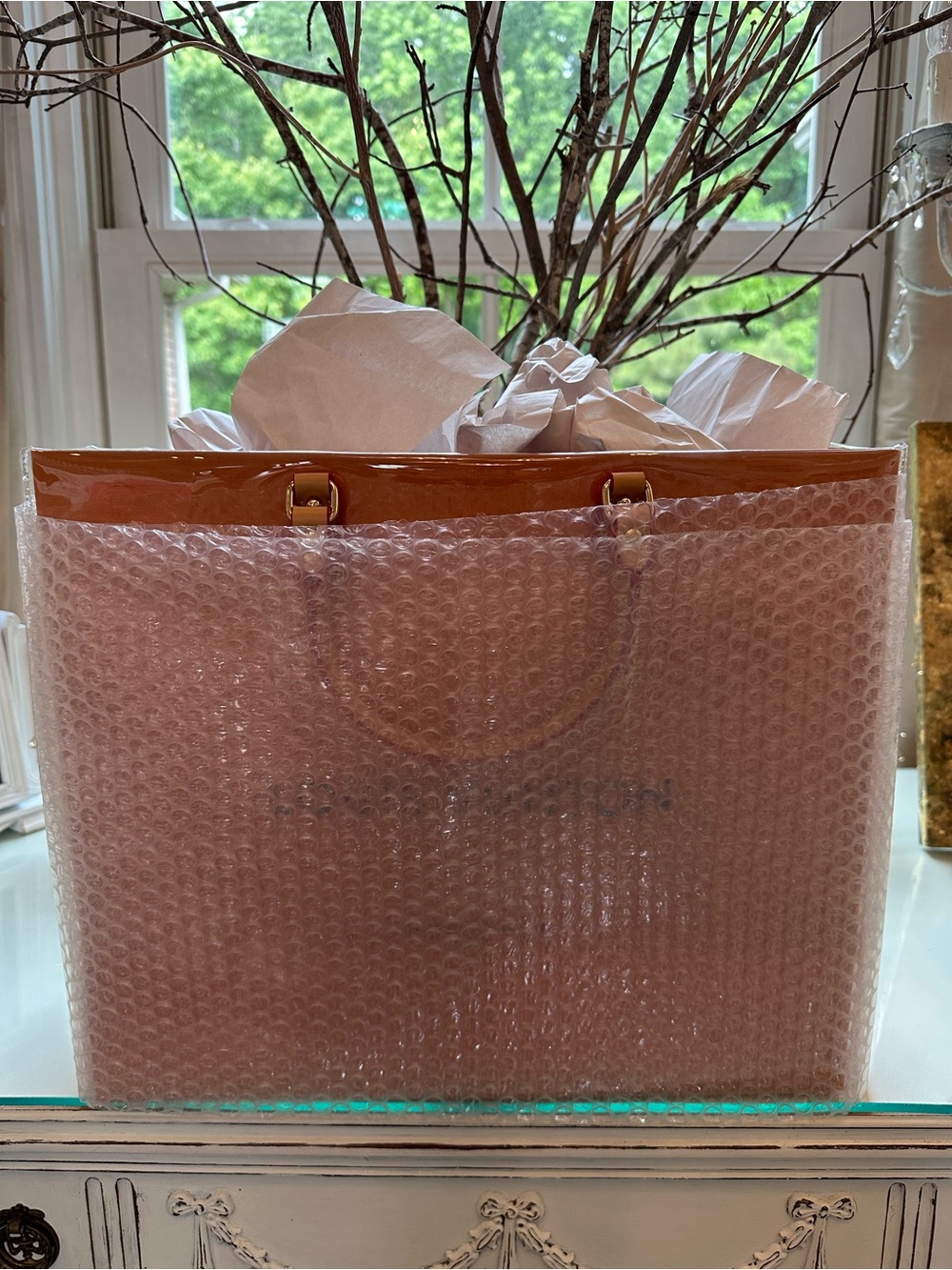Authentic Louis Vuitton Retail Shopping Bag in A PVC with scarf wrap size Large - Picture 11 of 12